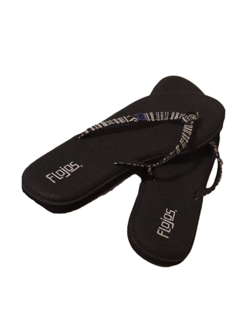 Flojos Black and White Fabric Flip Flops Women’s Sz 10
